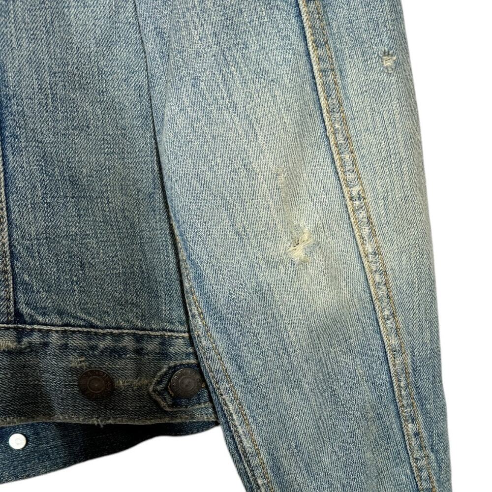 Vintage Ralph Lauren Dungarees Distressed Denim Jacket Medium Light Wash Classic - Picture 6 of 11